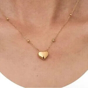 18k Gold Plated Heart Beaded Chain Necklace